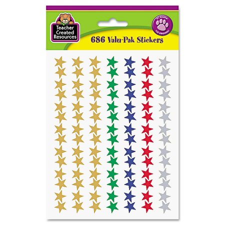 TEACHER CREATED RESOURCES Sticker Valu-Pak, Foil Stars, PK686 TCR6644